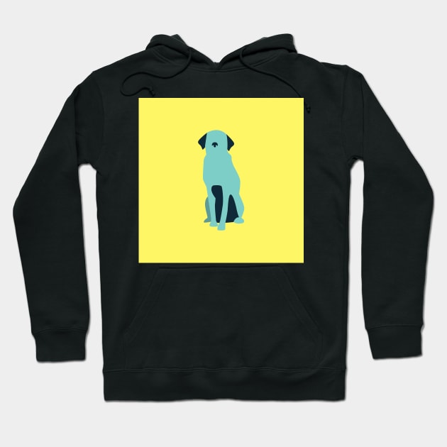 Blue Dog on Yellow Hoodie by greenoriginals